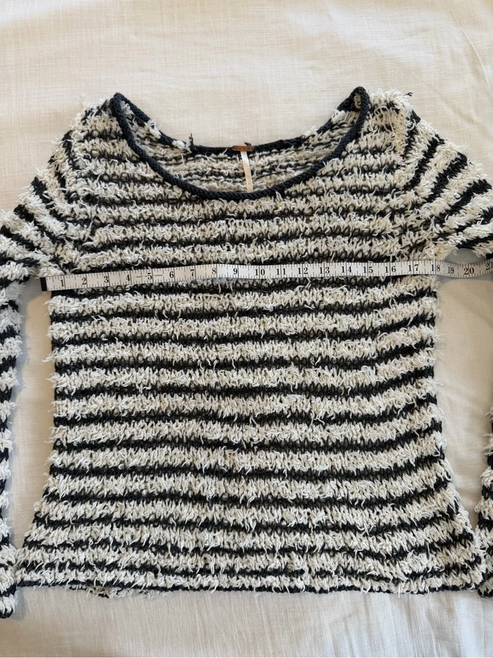 Free People Downy Stripe Pullover Shag Sweater